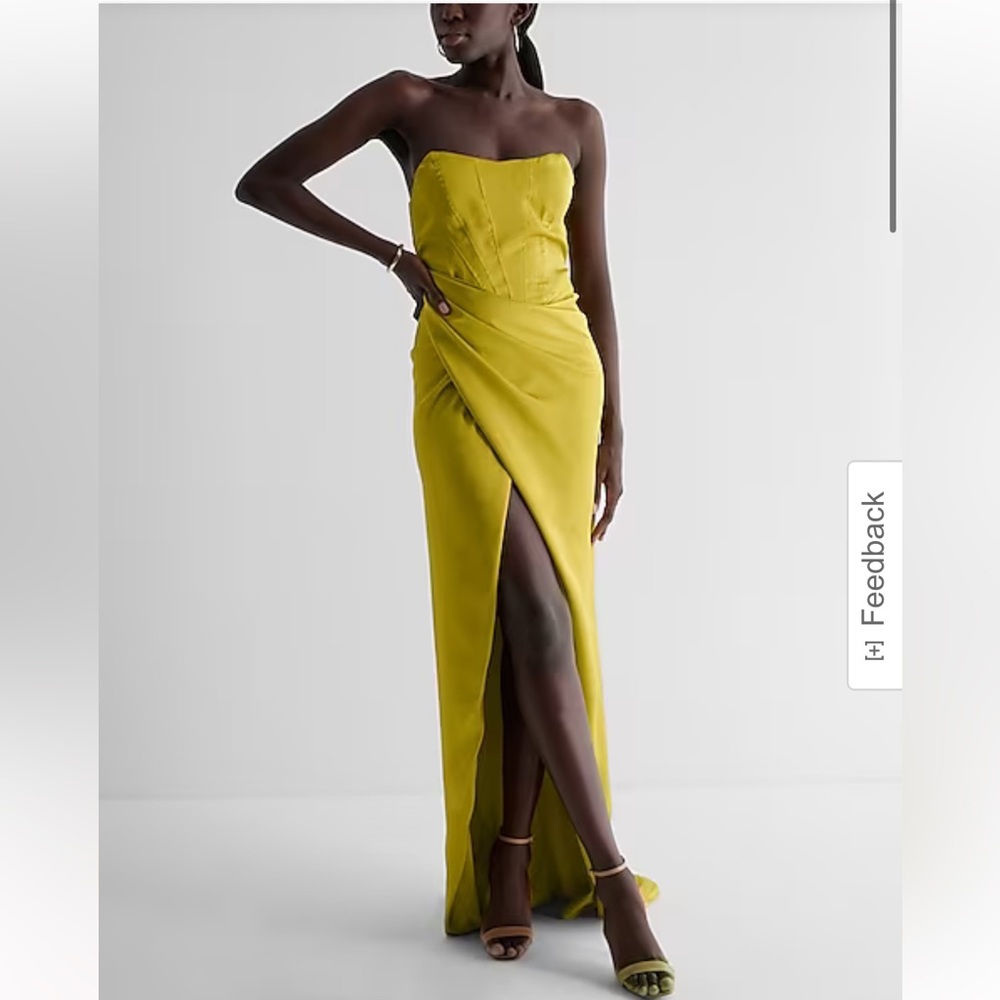 Satin Strapless Corset Wrap Maxi Dress